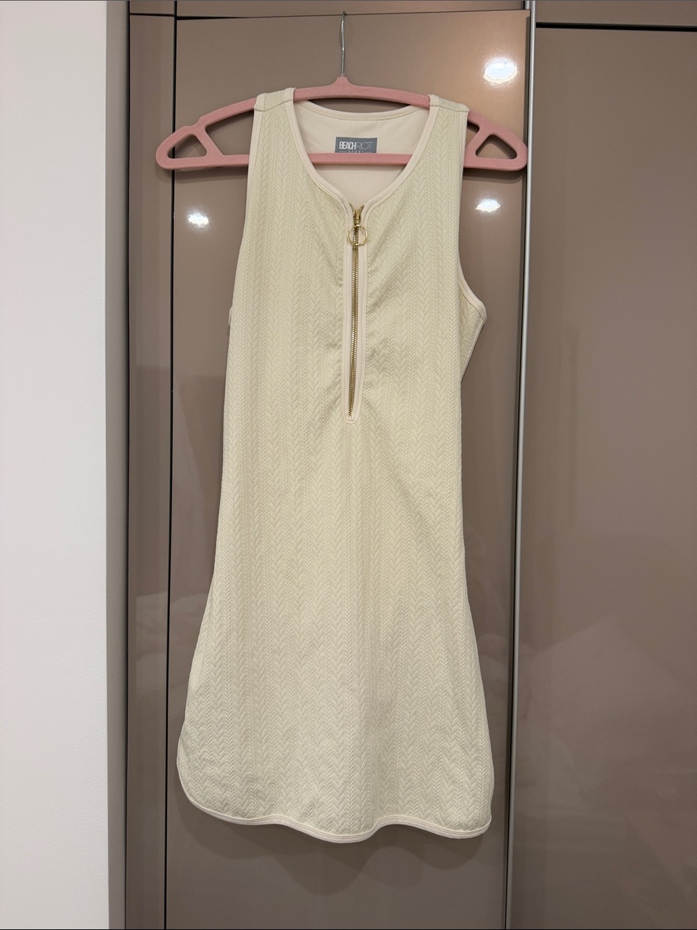 Beach Riot Cream Zip-Front Tank Dress
